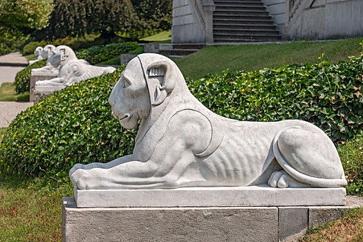雕塑,狮子,花园,别墅,科摩湖,意大利