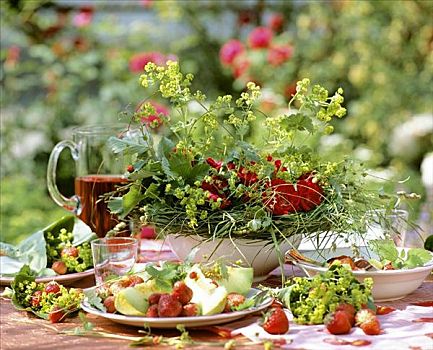夏天,桌子,草莓,瓜