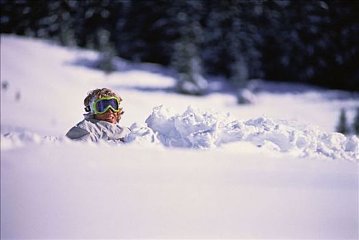 滑雪板玩家,坐,雪中,少女峰,瑞士