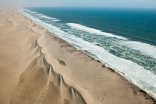 纳米比亚,骷髅海岸,航拍,聚合,线条,沙子,水