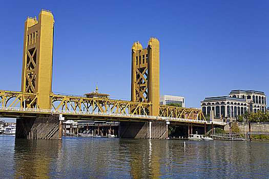 开合式吊桥,河,塔桥,萨克拉门托,加利福尼亚,美国