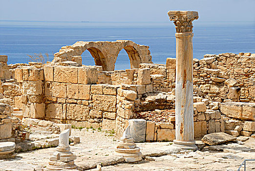 古旧,柱子,墙壁,拱,早,基督教,大教堂,库伦古剧场,靠近,利马索,塞浦路斯,南方,塞浦路斯共和国,地中海,欧洲