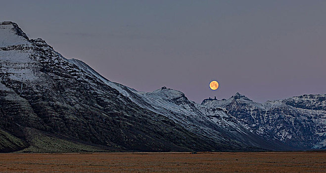 月光,早晨,冰岛,欧洲