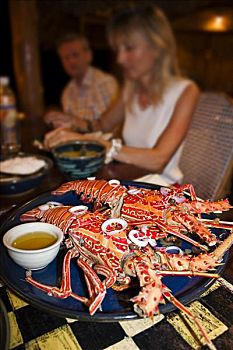 大螯虾,餐饭,餐馆,安达曼群岛,印度,南亚