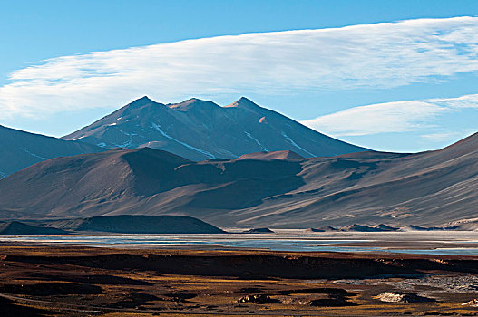 风景,山,盐湖,阿塔卡马沙漠,智利