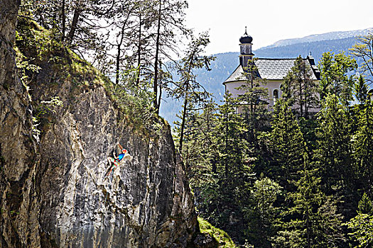 运动,攀登,岩石,峡谷,提洛尔,奥地利,欧洲