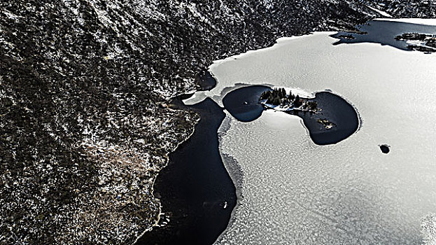 航拍,浮冰,峡湾,罗浮敦群岛,挪威,岛屿