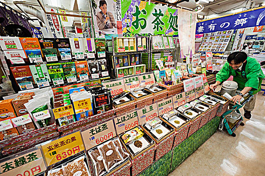 日本,东京,上野,购物街,日本绿茶,店面展示