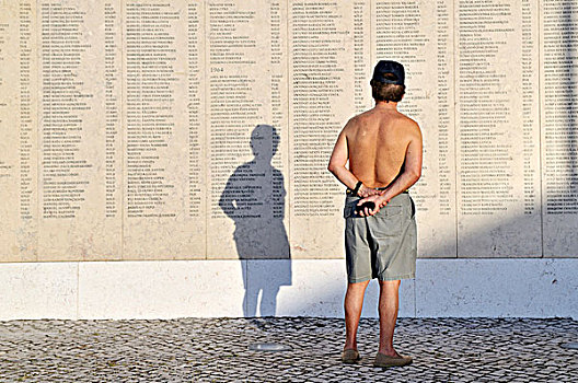 男人,思考,清单,石头,纪念,军人,地区,里斯本,葡萄牙,欧洲