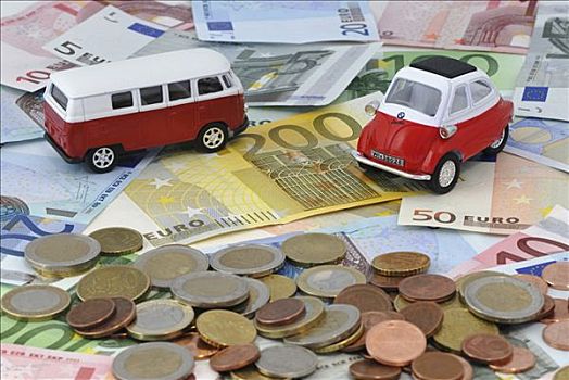 模型,汽车,欧元钞票