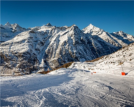 晴朗,滑雪坡,山,顶峰,策马特峰,瑞士