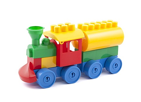 彩色,玩具火车,裁剪,小路,隔绝,白色背景