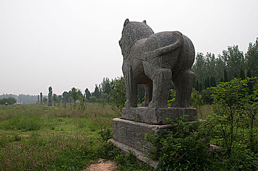 河南省偃师市唐恭陵前的石兽