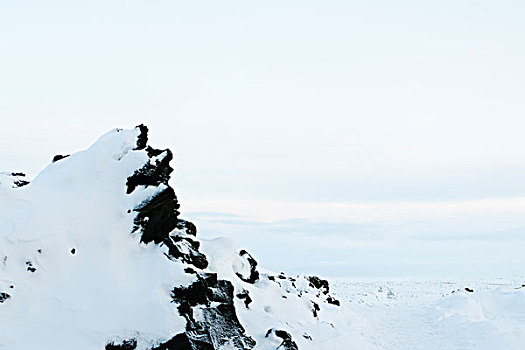 火山岩,积雪,雷克雅奈斯,半岛,冰岛