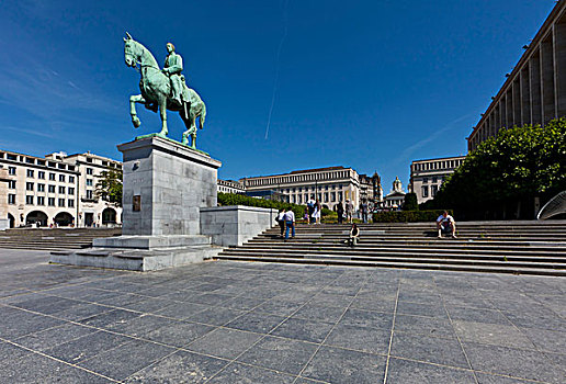 骑马雕像,地点,皇家,背影,布鲁塞尔,比利时,比荷卢三国,欧洲