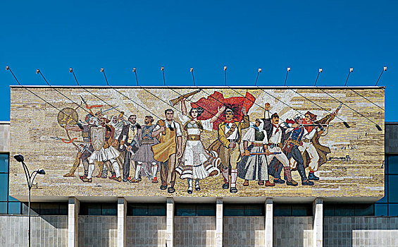 墙壁,图案,国家,历史,博物馆,地拉那,阿尔巴尼亚,欧洲