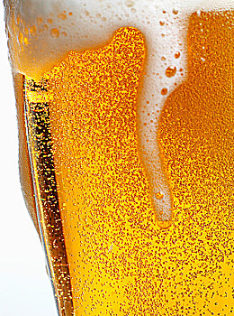 泡沫,倒出,边缘,玻璃杯,清淡,啤酒