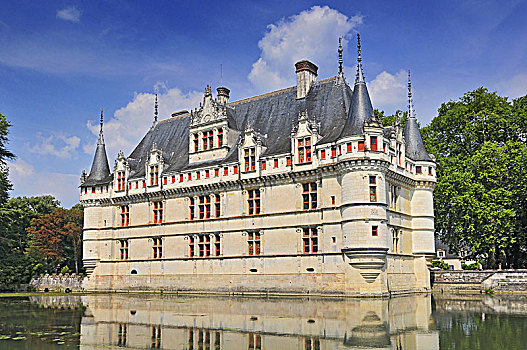 城堡,宁和,反射,一个,法国,文艺复兴,清单,世界遗产