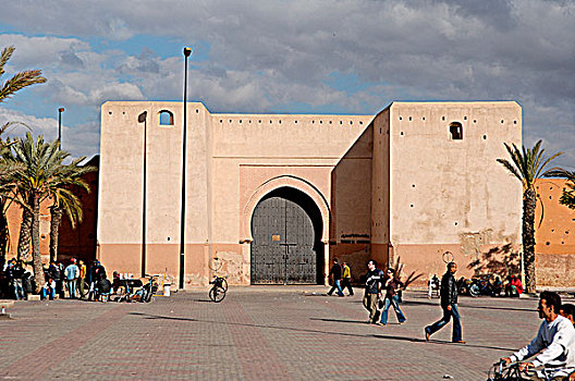城市,马拉喀什,墙壁,老城