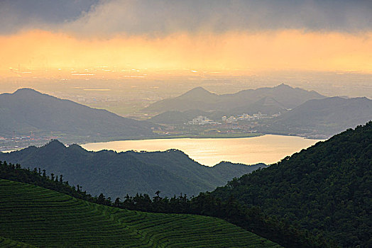 远眺,山,湖,远方