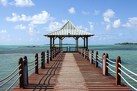 木板路,露台,码头,海洋,毛里求斯,非洲