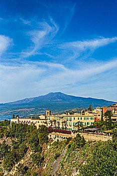 风景,陶尔米纳,埃特纳山,背景,西西里,意大利