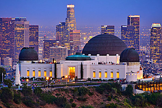 城市,洛杉矶,加利福尼亚,晚上,观测,前景