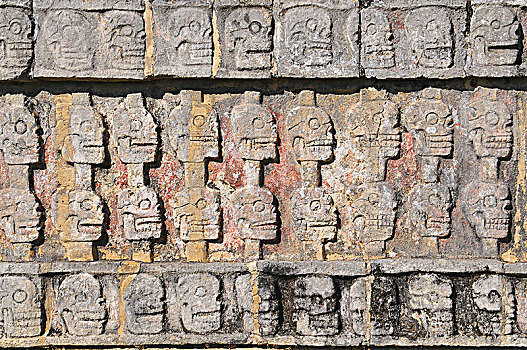 墙壁,头骨,玛雅,场所,奇琴伊察,尤卡坦半岛,墨西哥