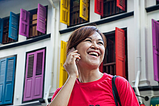 新加坡,亚洲,女孩,手机