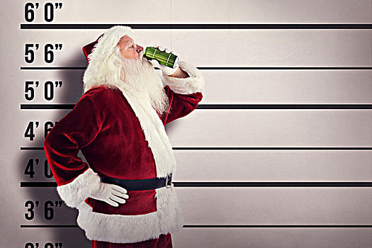 圣诞老人,饮料,啤酒,闭眼