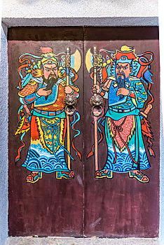 中国传统装饰门神特写