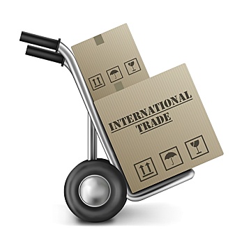 国际贸易,手推车,纸箱