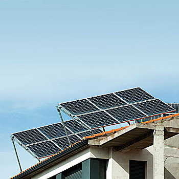 太阳能电池板,屋顶,建筑