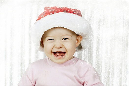 可爱,女婴,圣诞帽
