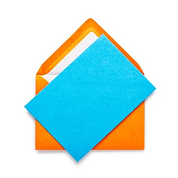 橙色,信封,蓝色,卡片