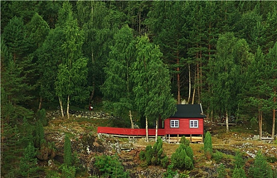 红色,小屋,木头