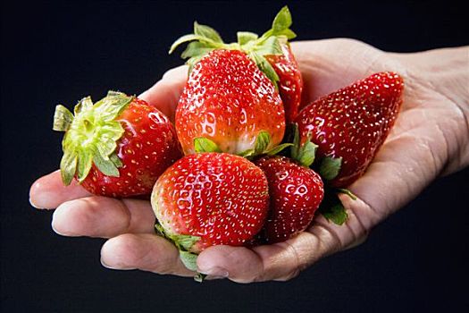 特写,草莓,手