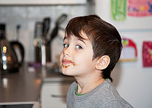 男孩,巧克力,嘴,不列颠哥伦比亚省,加拿大