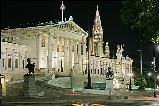 维也纳,夜晚,市政厅