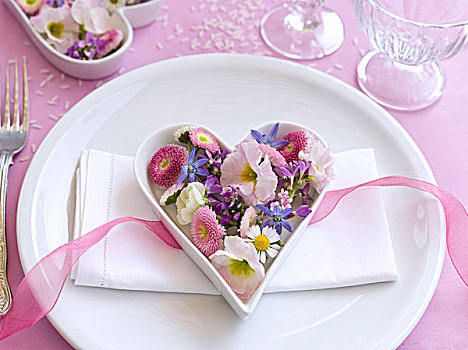 桌饰,婚礼,心形,花