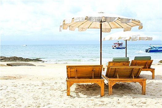沙滩椅,热带,白沙滩