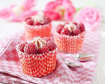杯形蛋糕,树莓
