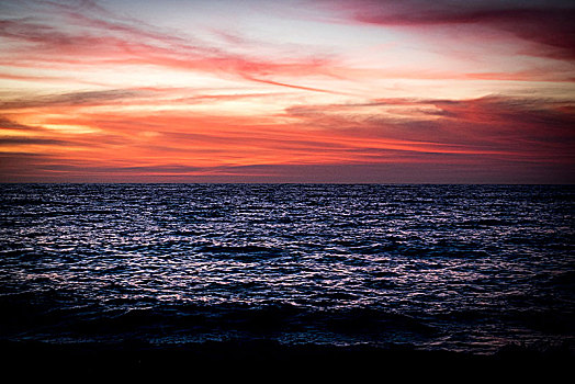 风景,日落,海滩,下加利福尼亚州,北方,墨西哥