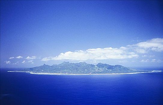 库克群岛,航拍,拉罗汤加岛,围绕,蓝色,海洋,云