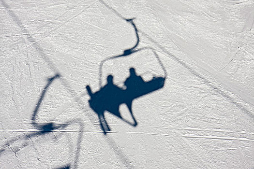 影子,滑雪缆车
