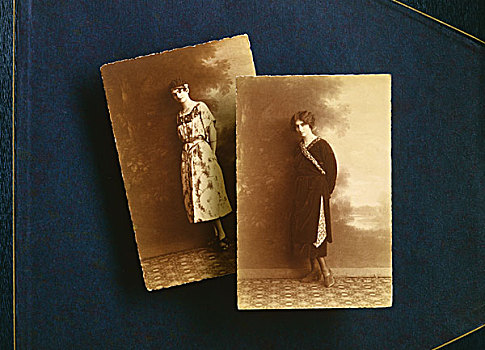 老式,明信片,照相,女青年,20年代
