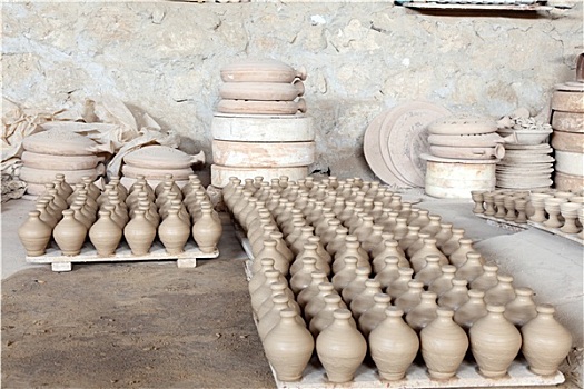 手工制作,双耳陶罐,传统,陶器,巴林,中东