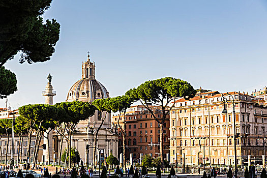 松树,罗马,意大利,正面,穹顶,玛丽亚,柱子