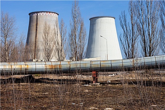 冷却塔,工厂,靠近,乌克兰