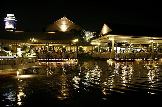 水边,餐馆,曼谷,泰国,亚洲